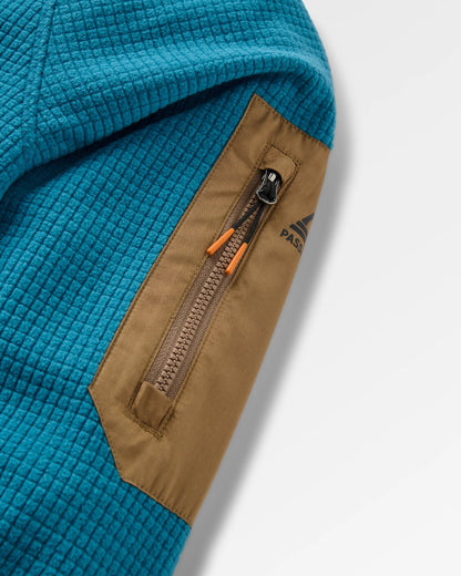 Forestscape Grid Fleece Hoodie - Blue Steel - Flatlay