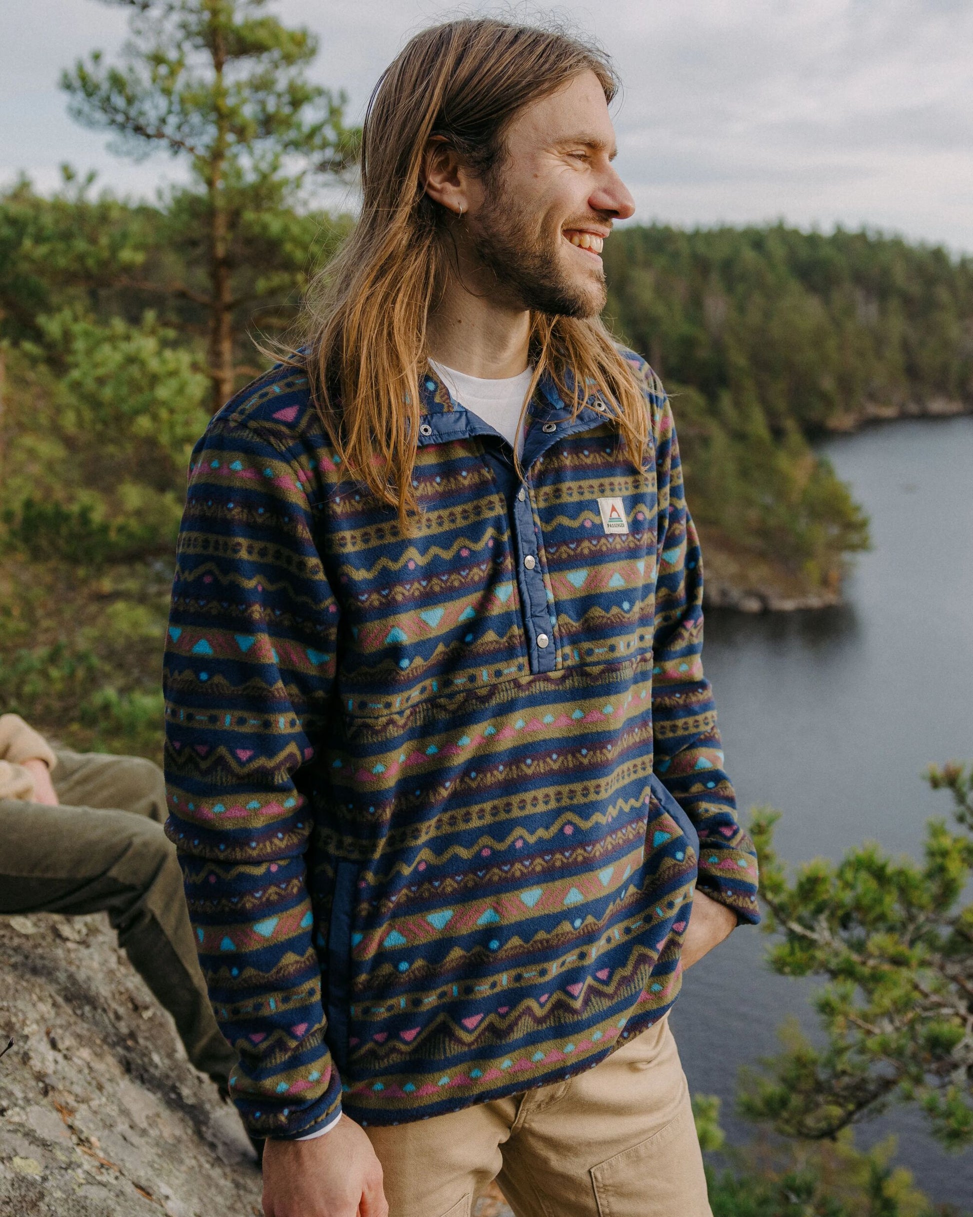 Adrift Recycled Polar Fleece - Mountain Geo Multi