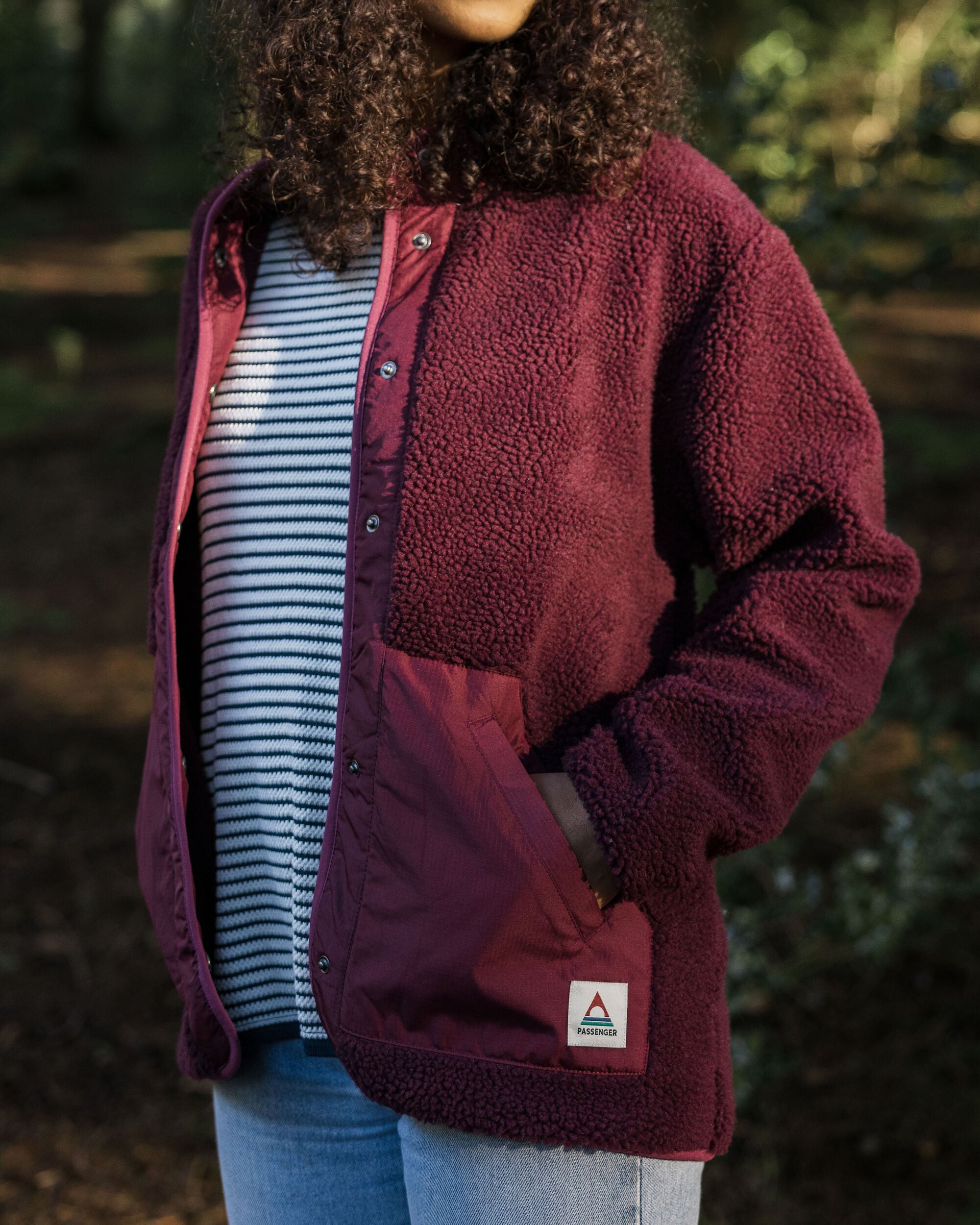 Clover Recycled Deep-Pile Sherpa Fleece - Wine - Lifestyle