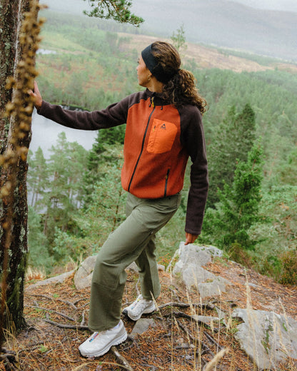 Sierrascape Women's Polartec® Fleece Hoodie - Dark Rust/Espresso - Lifestyle
