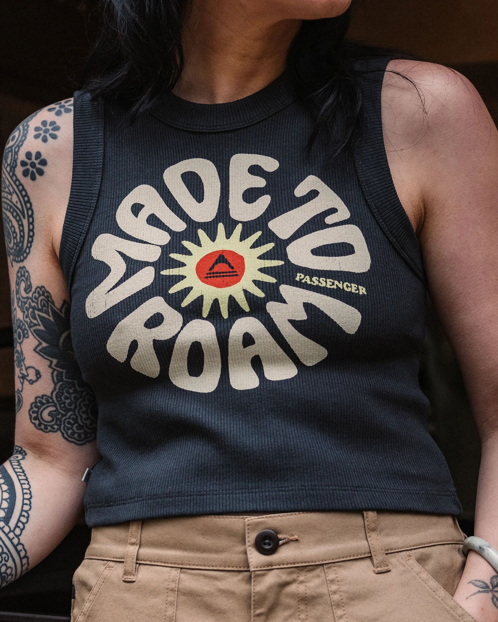 Easy Days Ribbed Graphic Vest - Black - Lifestyle
