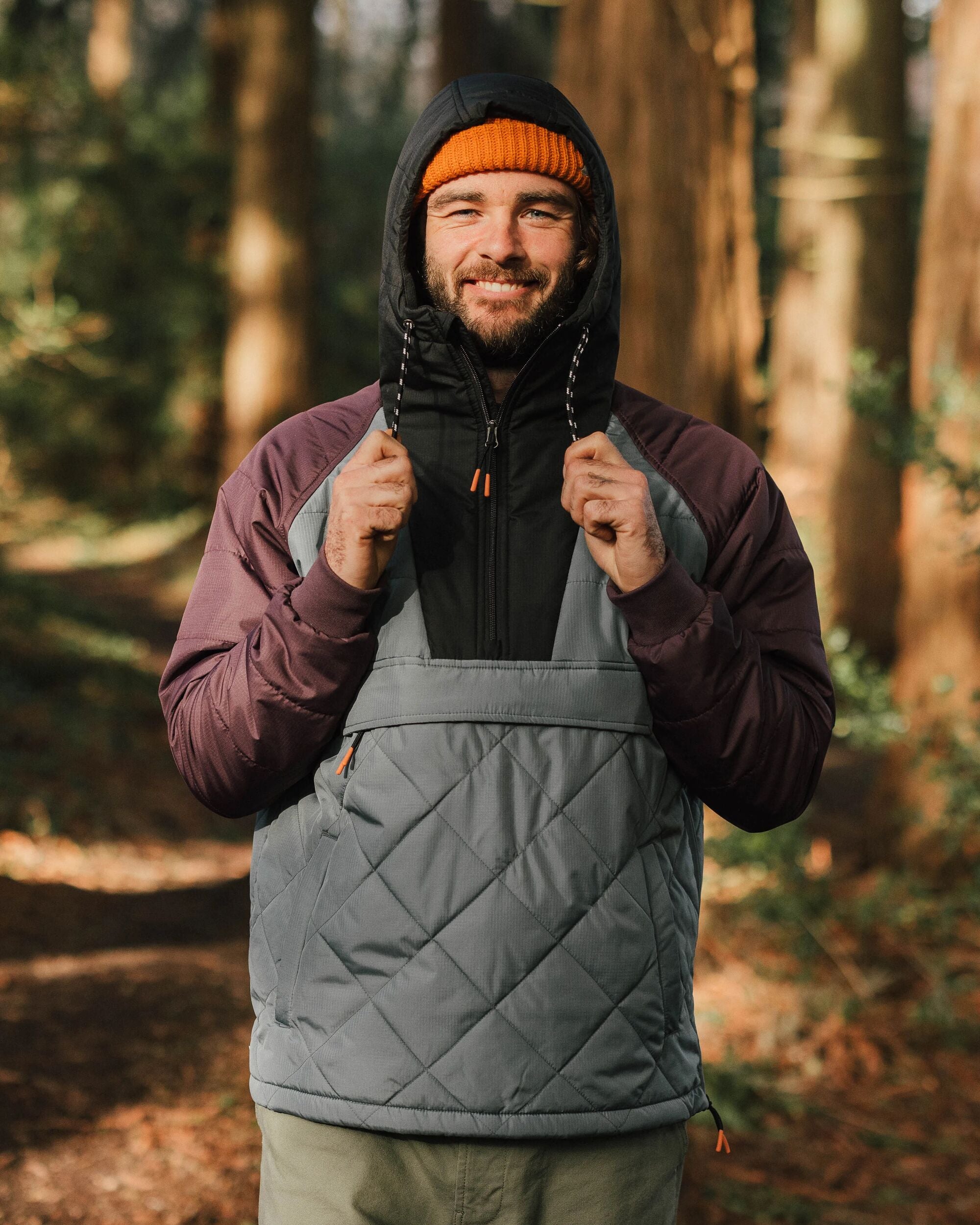 Oceanic Recycled Insulated 1/2 Zip Jacket - Storm Grey/Deep Plum - Lifestyle