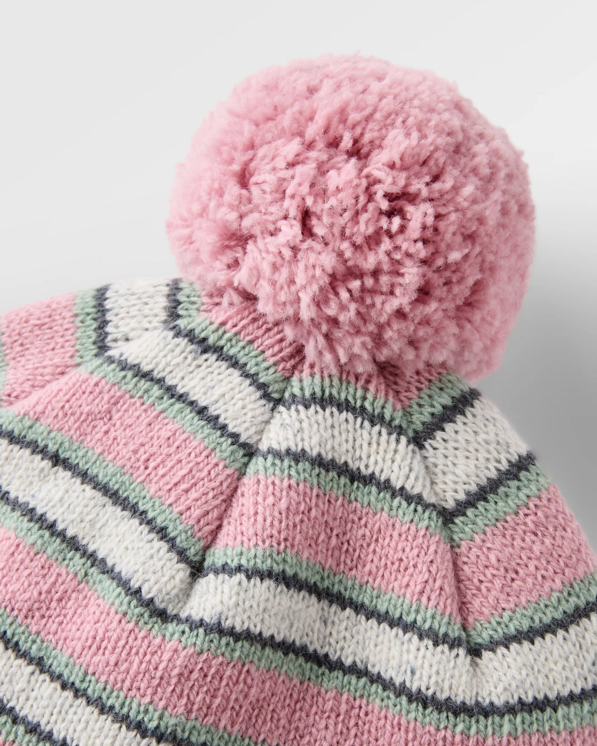 Goldglow Knit Bobble Hat - Pink Haze - Flatlay