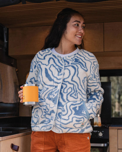 Iris Collarless Recycled Fleece Jacket - Strata Swirl Birch - Lifestyle