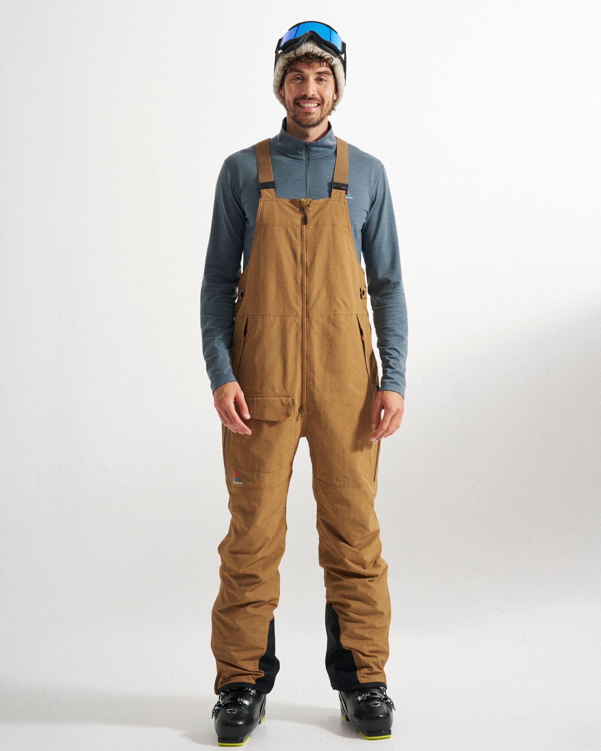 Snowscape Men's Recycled Bibpant - Toffee - Studio Model