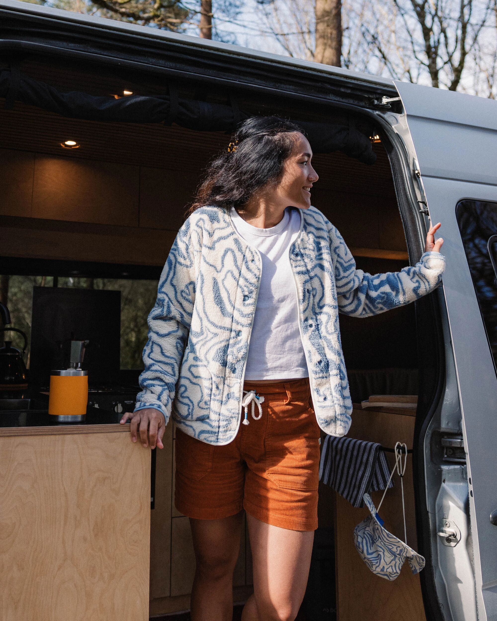 Iris Collarless Recycled Fleece - Strata Swirl Birch - Lifestyle