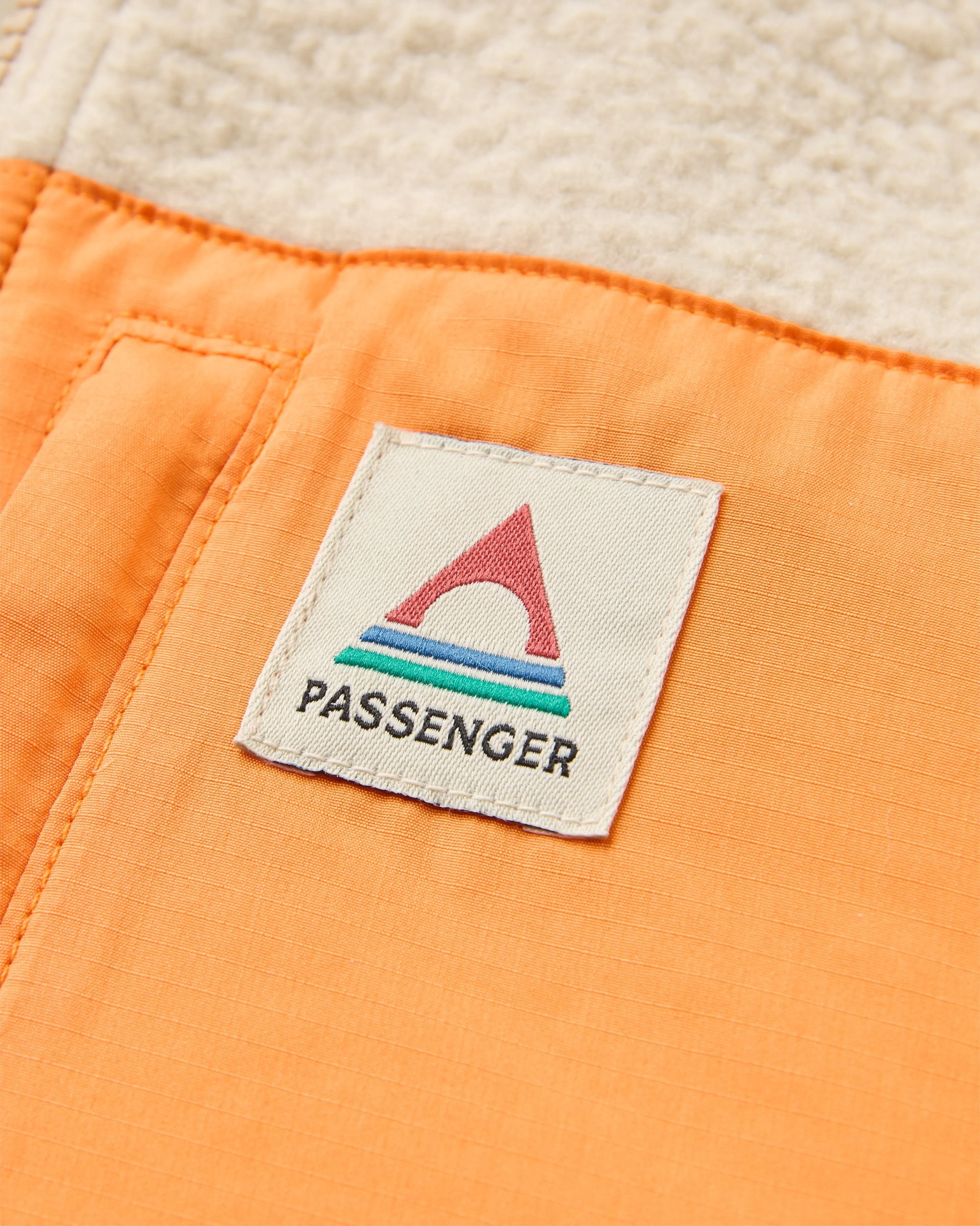 Fairbanks Full Zip Recycled Sherpa Gilet - Oatmeal/Orange Peach - Flatlay