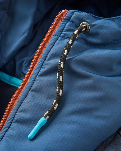 Woodland Hooded 1/2 Zip Recycled Polar Fleece - Baked Clay/Deep Navy - Flatlay