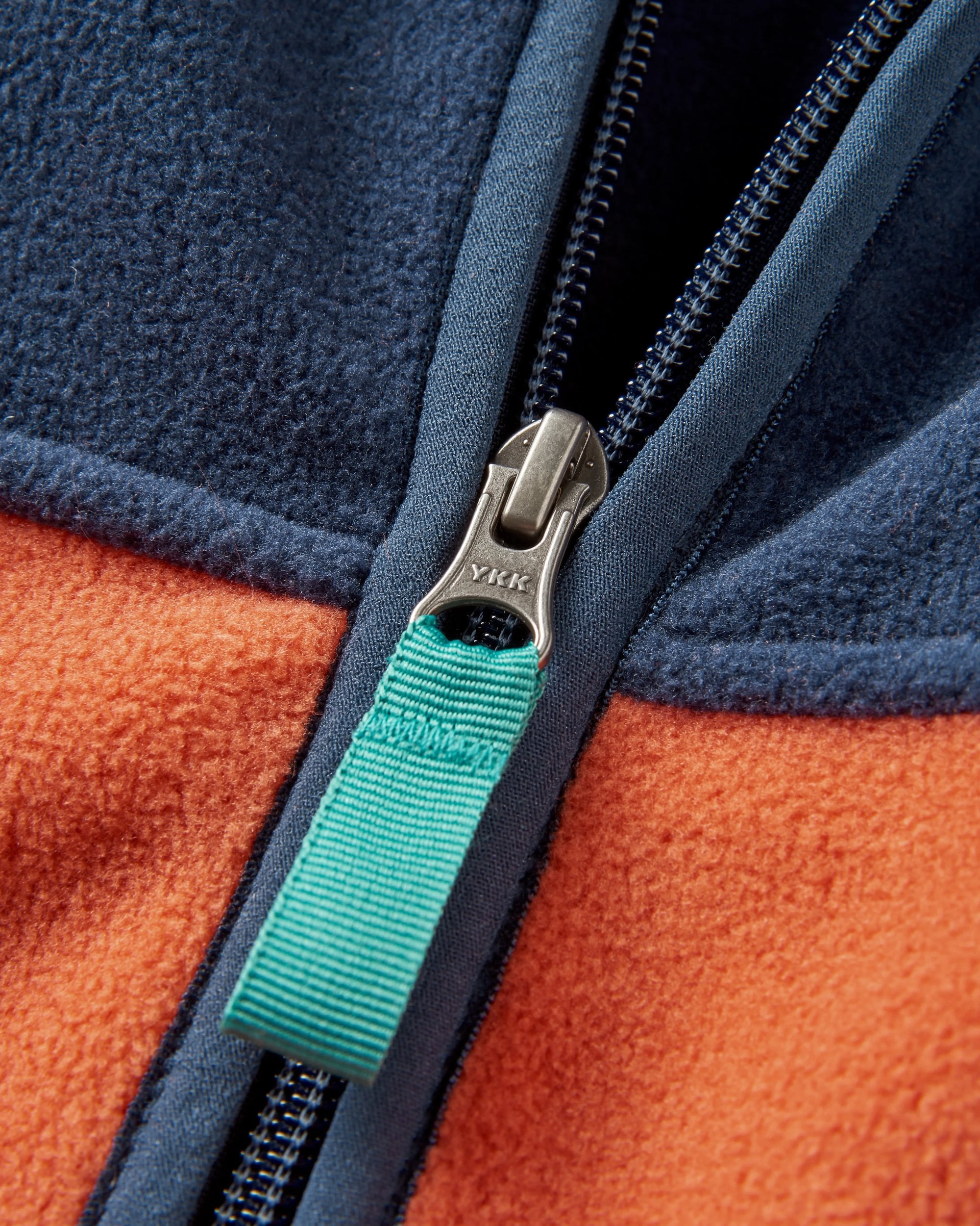 Ridge 2.0 Full Zip Recycled Polar Fleece - Rich Navy/ Burnt Orange - Flatlay