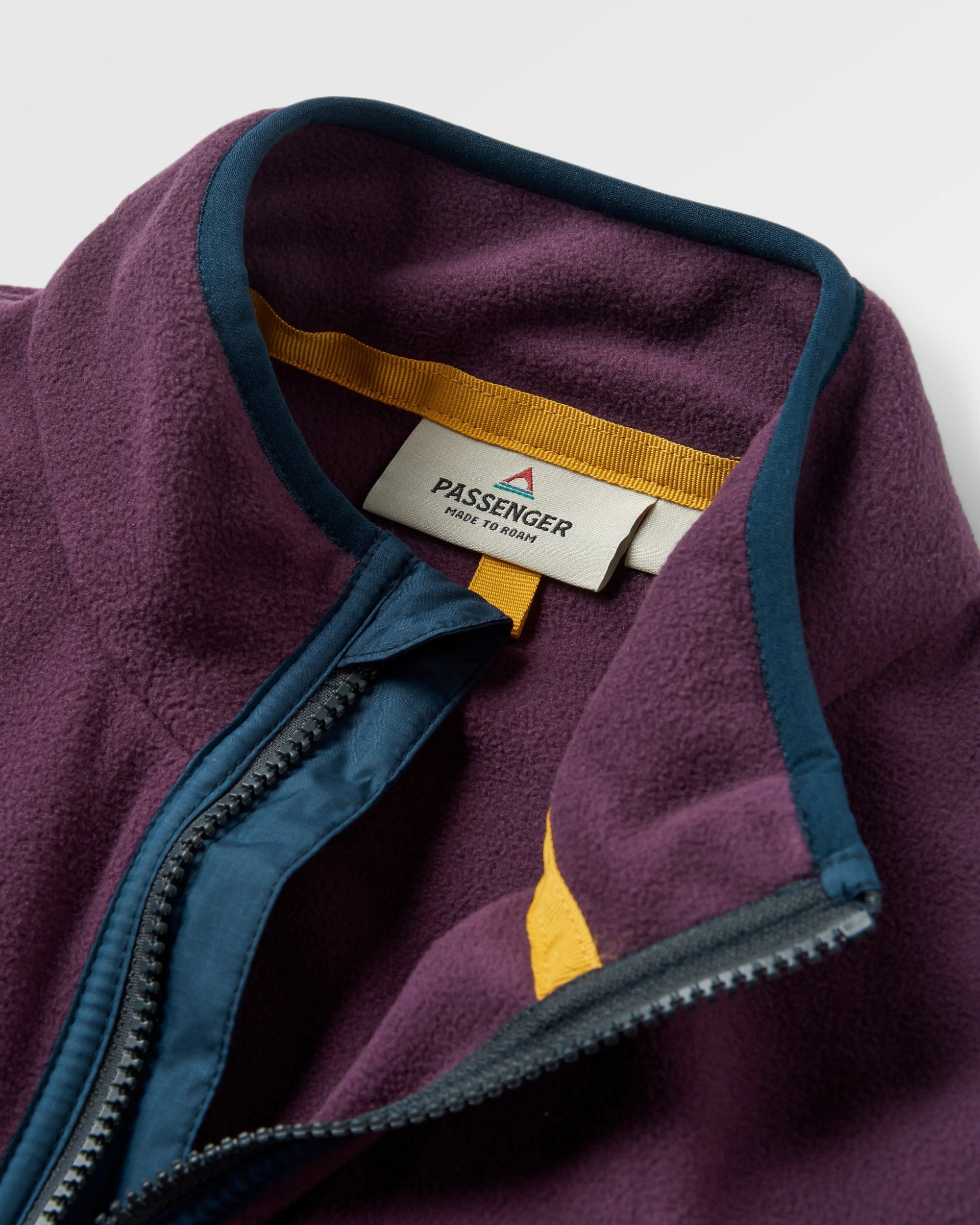 Set Off Recycled Polar 1/4 Zip Fleece - Deep Plum/Charcoal - Flatlay