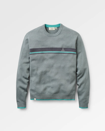 Meander Logo Stripe Knitted Jumper - Storm Grey - Flatlay