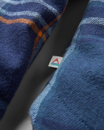 Stella Organic Cotton LS Shirt - Rich Navy/Faded Denim Check - Flatlay