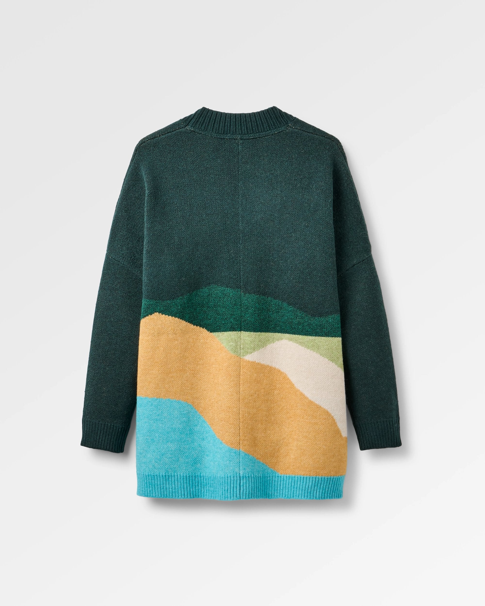 Scenic Recycled Long Knitted Cardigan - Scenic Dark Fern - Flatlay