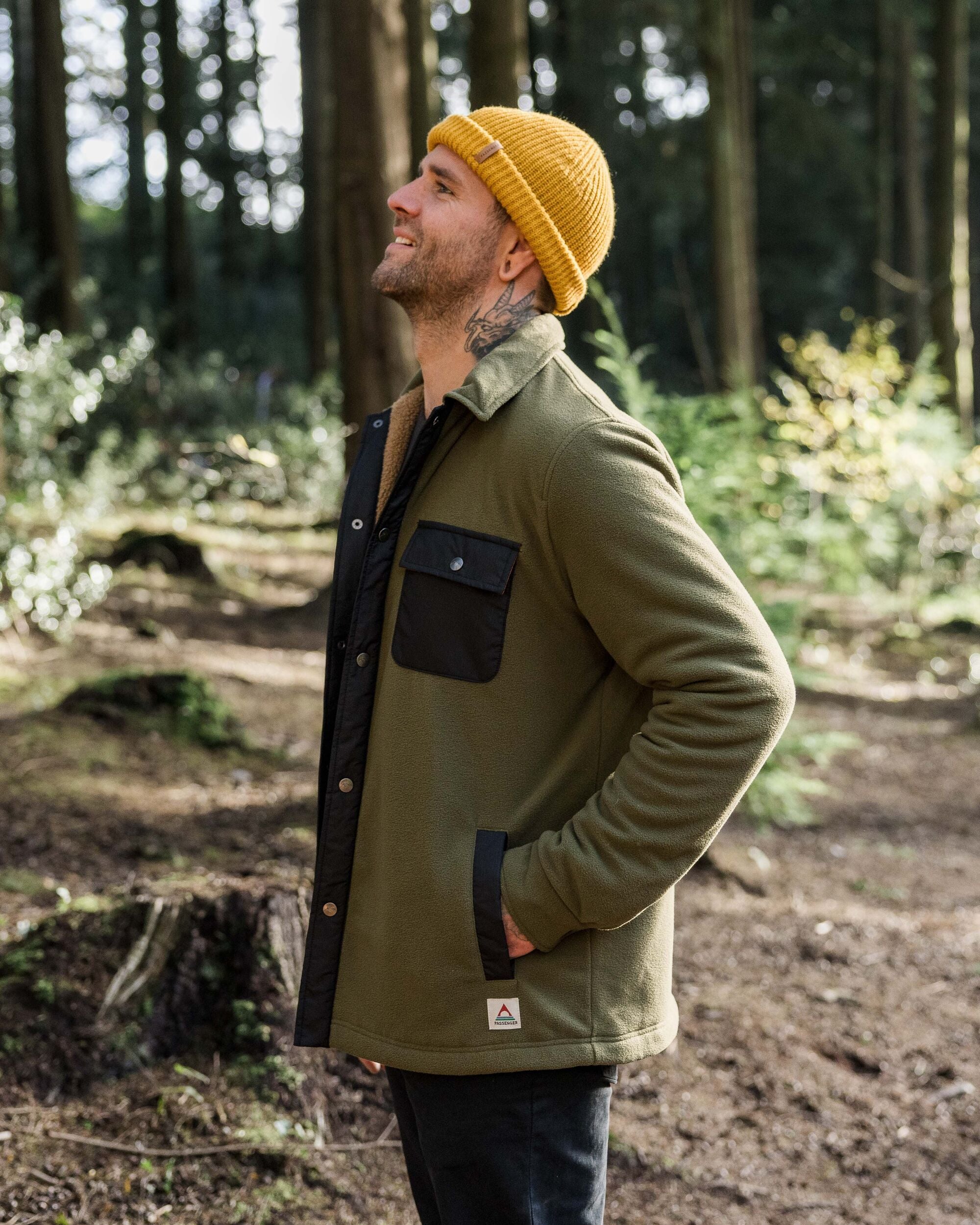 Firelight Sherpa Lined Overshirt - Khaki - Lifestyle