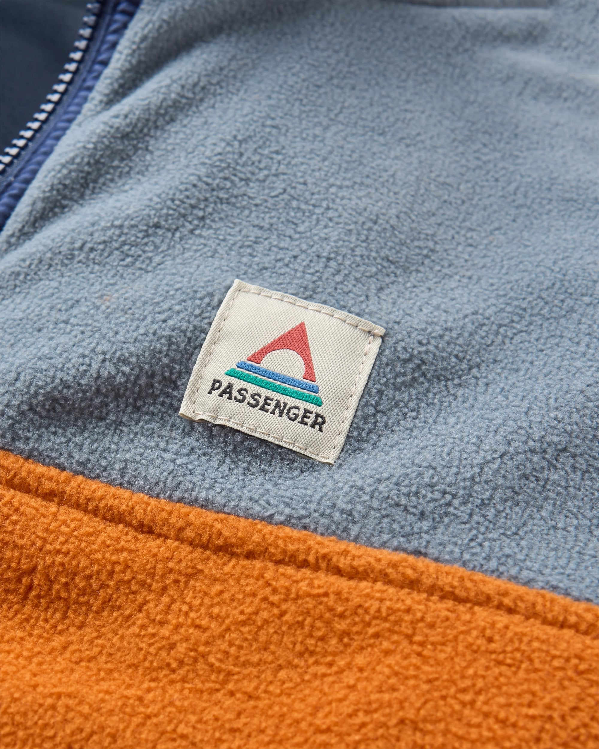 Set Off Recycled Polar Fleece - Sunset Orange/Storm Grey - Flatlay