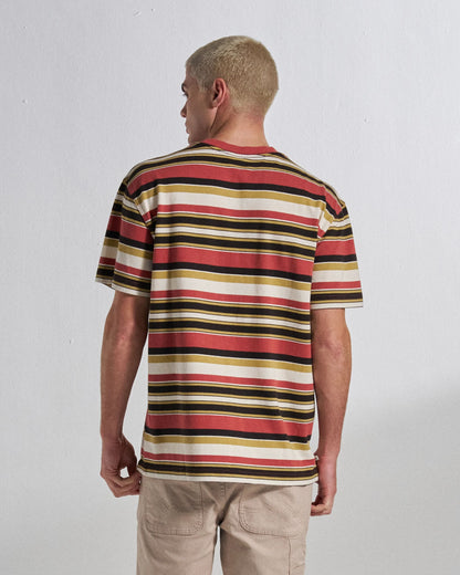 Wild Pine Stripe T-Shirt - Redwood Multi Stripe - Studio Model