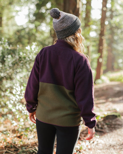 Home Recycled Sherpa Fleece - Deep Plum/Khaki