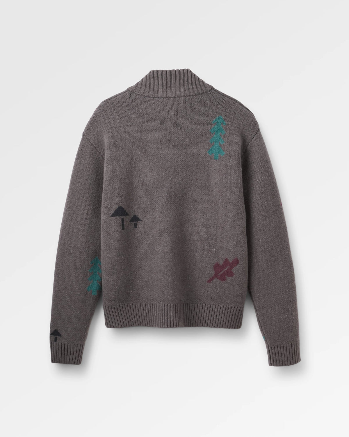 Woodburn Full-Zip Knitted Jumper - Slate Grey - Flatlay