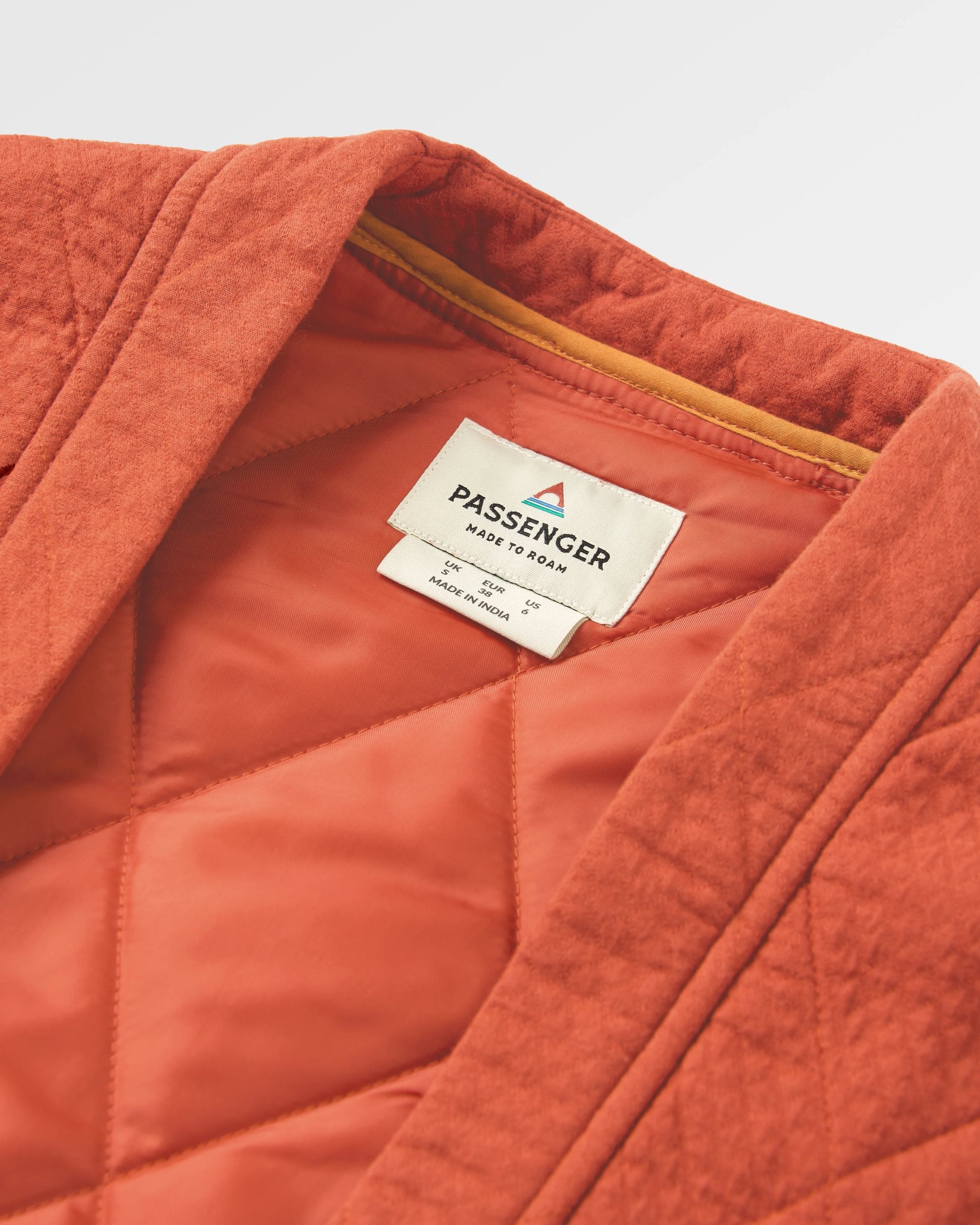 Mira Organic Cotton Quilted Overshirt - Red Ochre - Flatlay