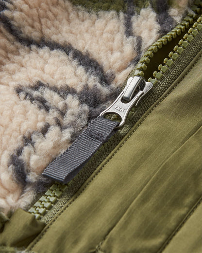 Offroad Recycled Sherpa 1/2 Zip Fleece - Abstract Strata Green