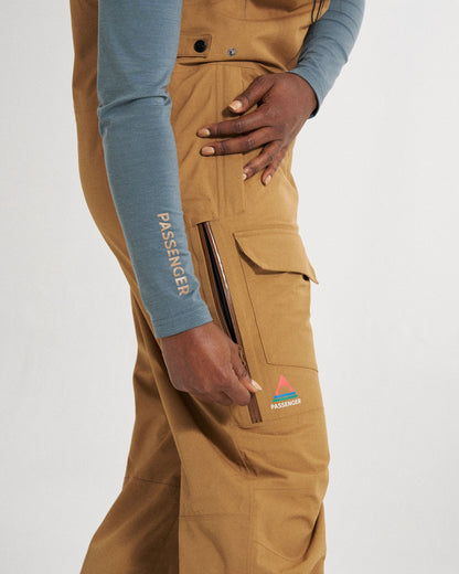 Snowscape Women's Recycled Bibpant - Toffee - Studio Model