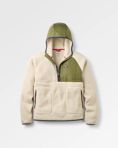 Offgrid 1/2 Zip Hooded Sherpa Fleece - Oatmeal/Khaki - Flatlay
