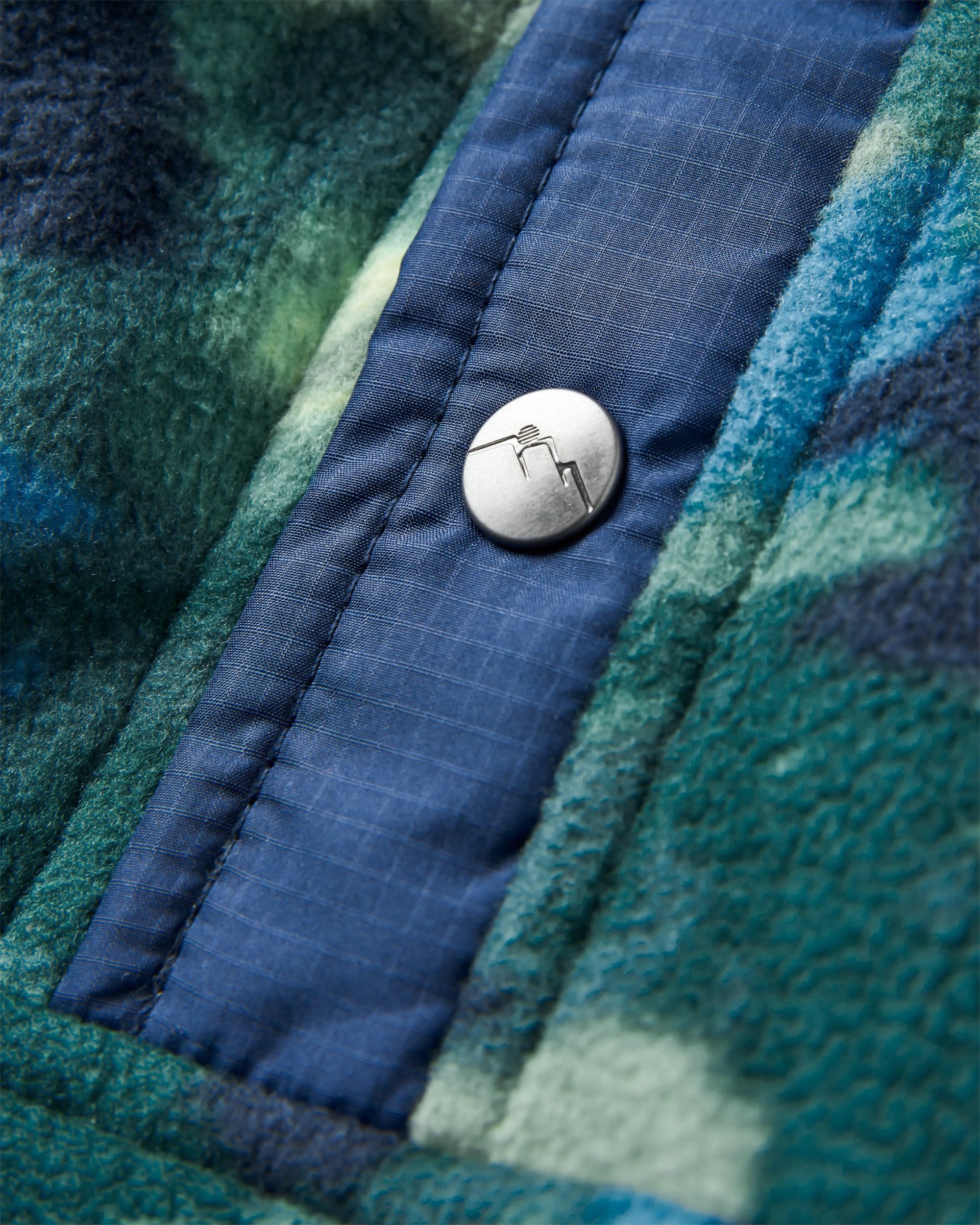 Adrift Recycled Polar Fleece - Alpine Camo Rain Forest - Flatlay