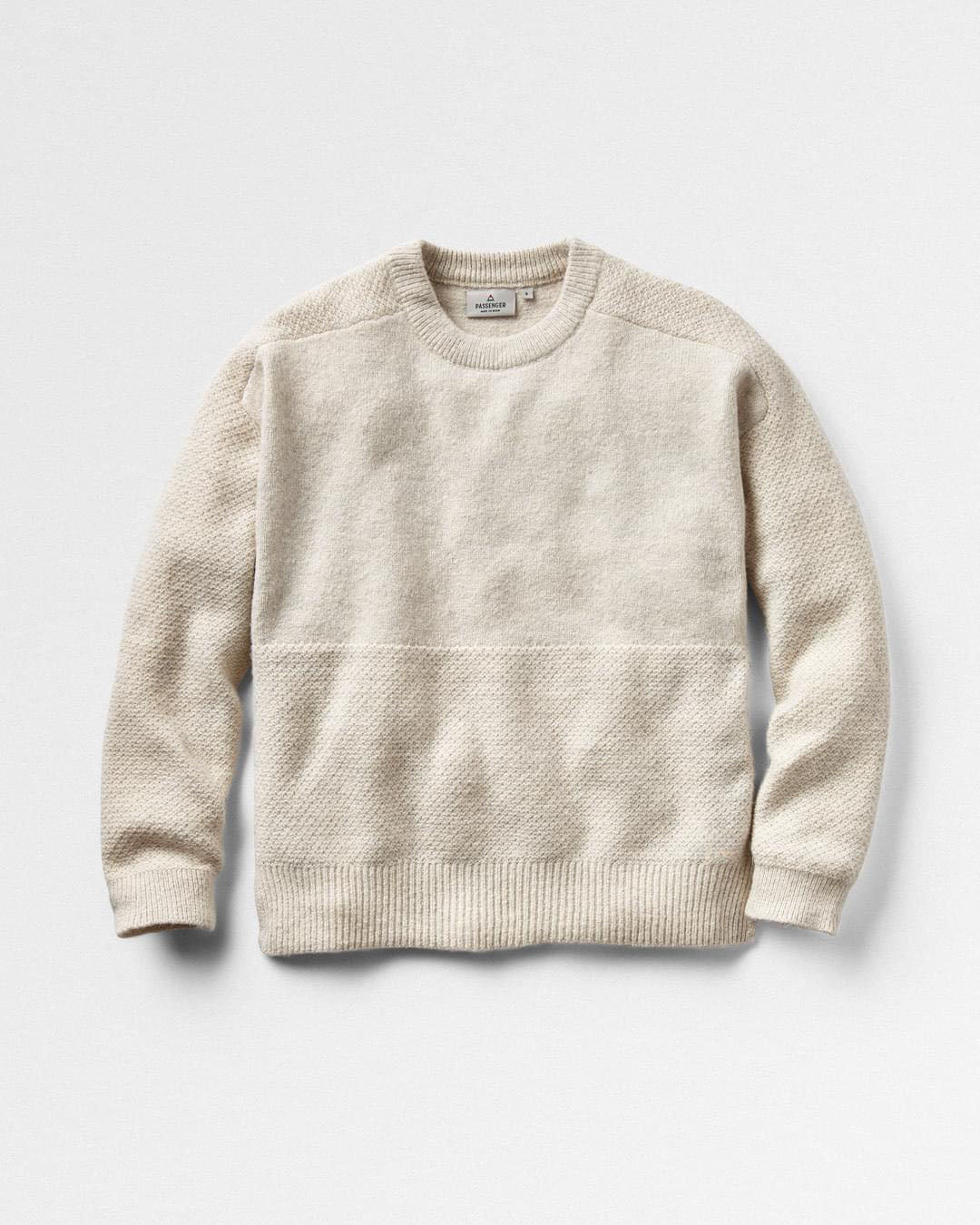 Cove Recycled Knitted Jumper - Off White - Flatlay