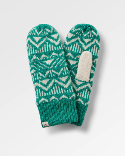 Nurture Recycled Fleece Lined Mittens - Greenlake - Flatlay