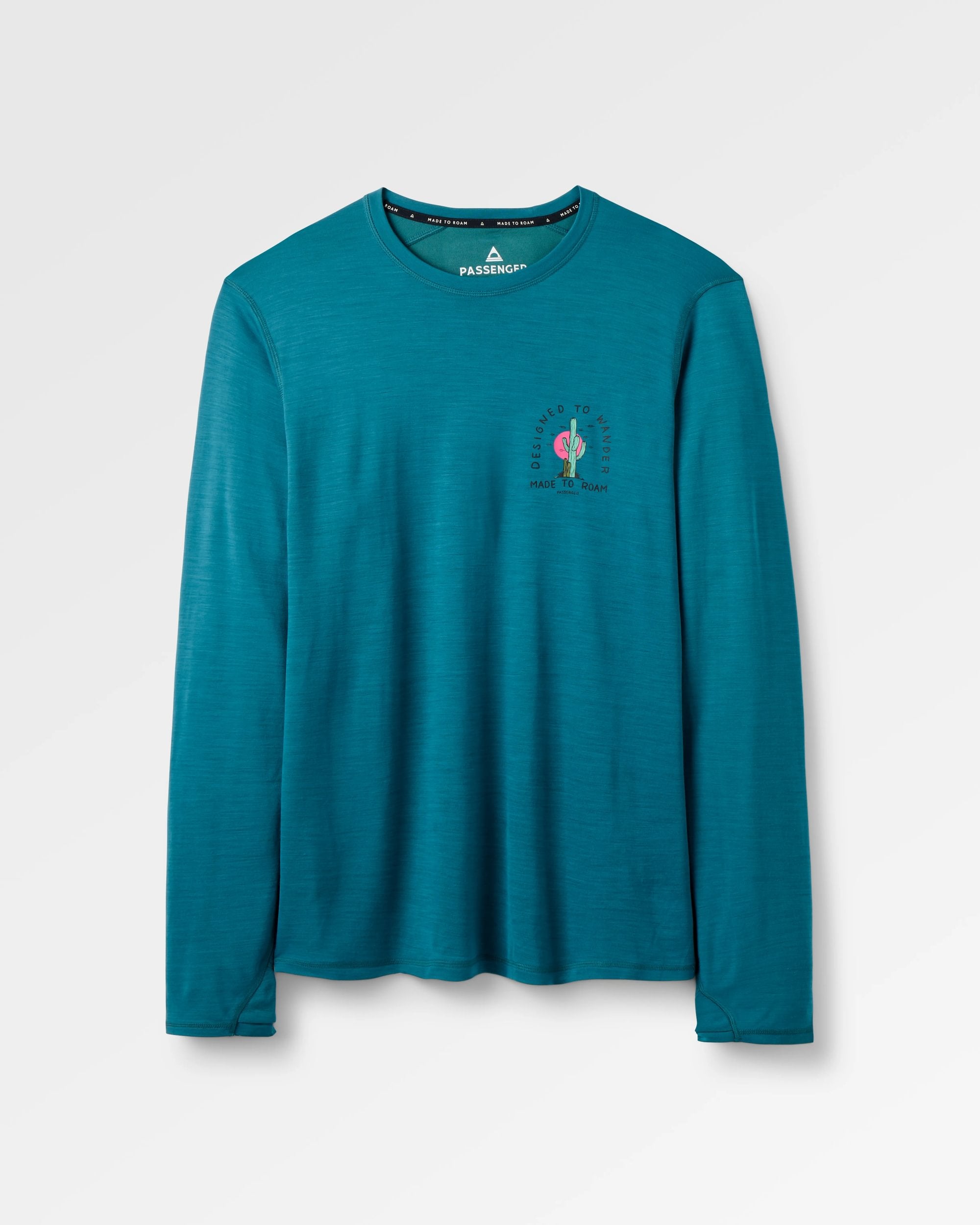 Camp Lost Lightweight Merino LS T-Shirt - Mediterranean - Flatlay