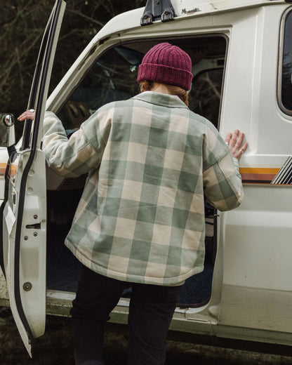 Flint Organic Cotton Overshirt - Pistachio Buffalo Check - Lifestyle