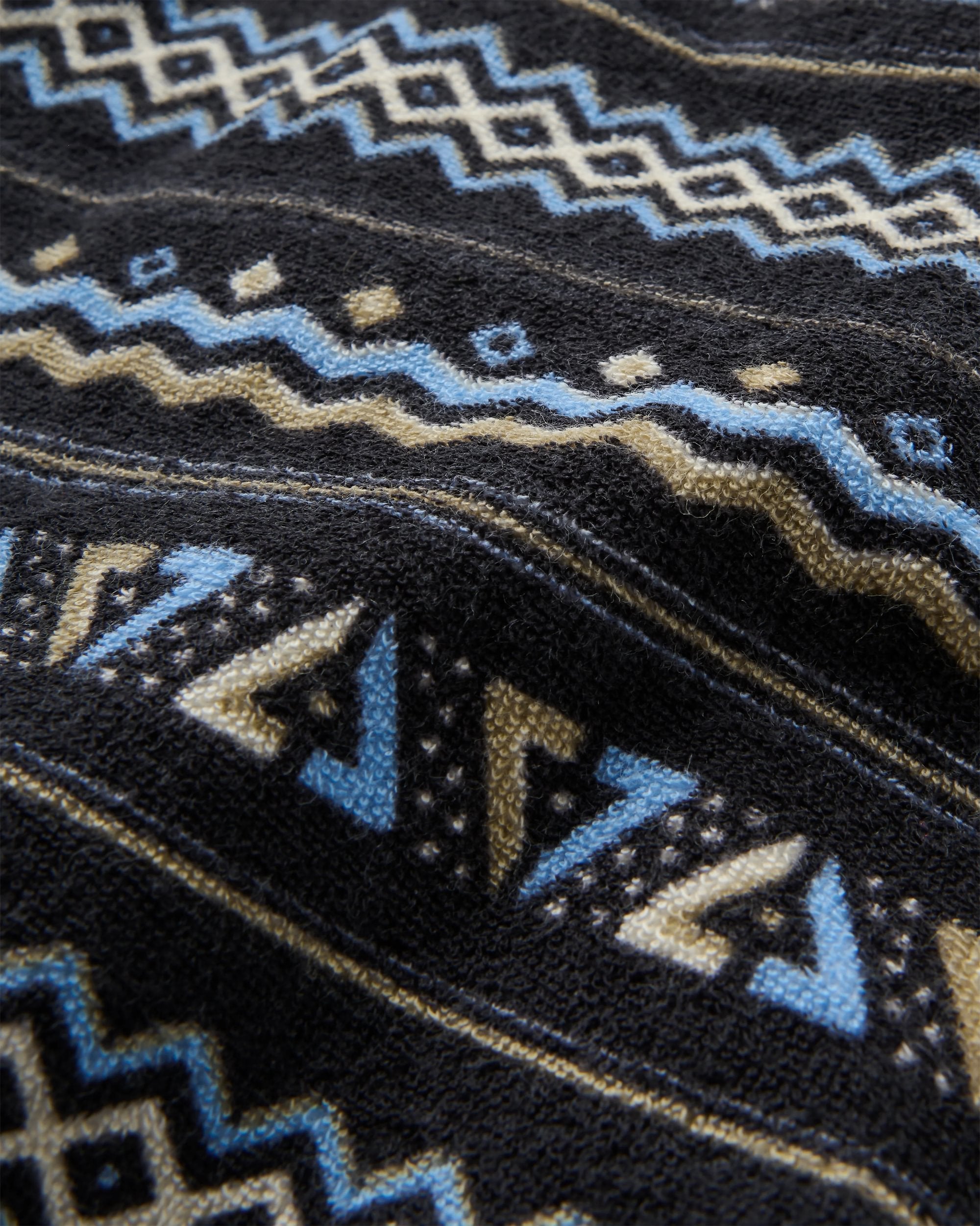 Rising Towelling Polo Shirt - Geo Stripe Faded Black  - Flatlay