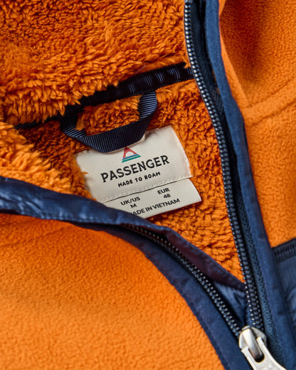 Loch Hooded Recycled Polar Fleece - Sunset Orange/Storm Grey - Flatlay