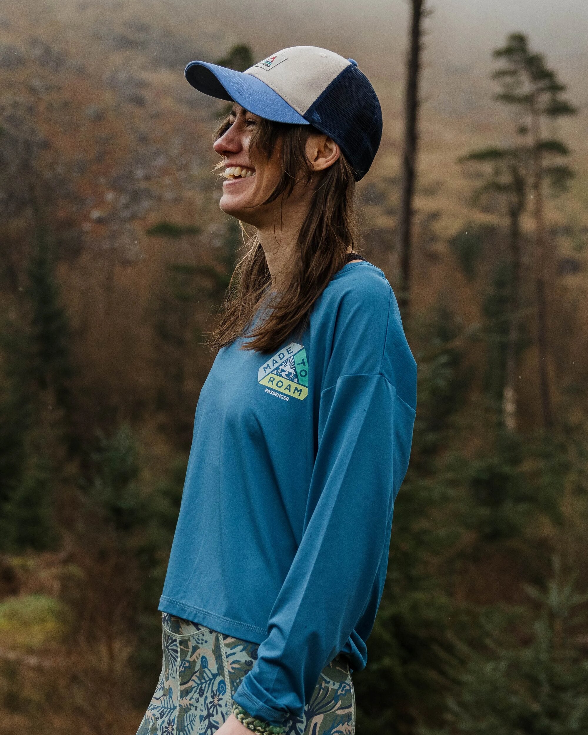 Chakra Tie Back Active LS Recycled T-Shirt - Blue Steel - Lifestyle