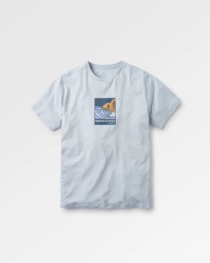 Waves & Trees Organic Cotton T-Shirt - Grey Blue