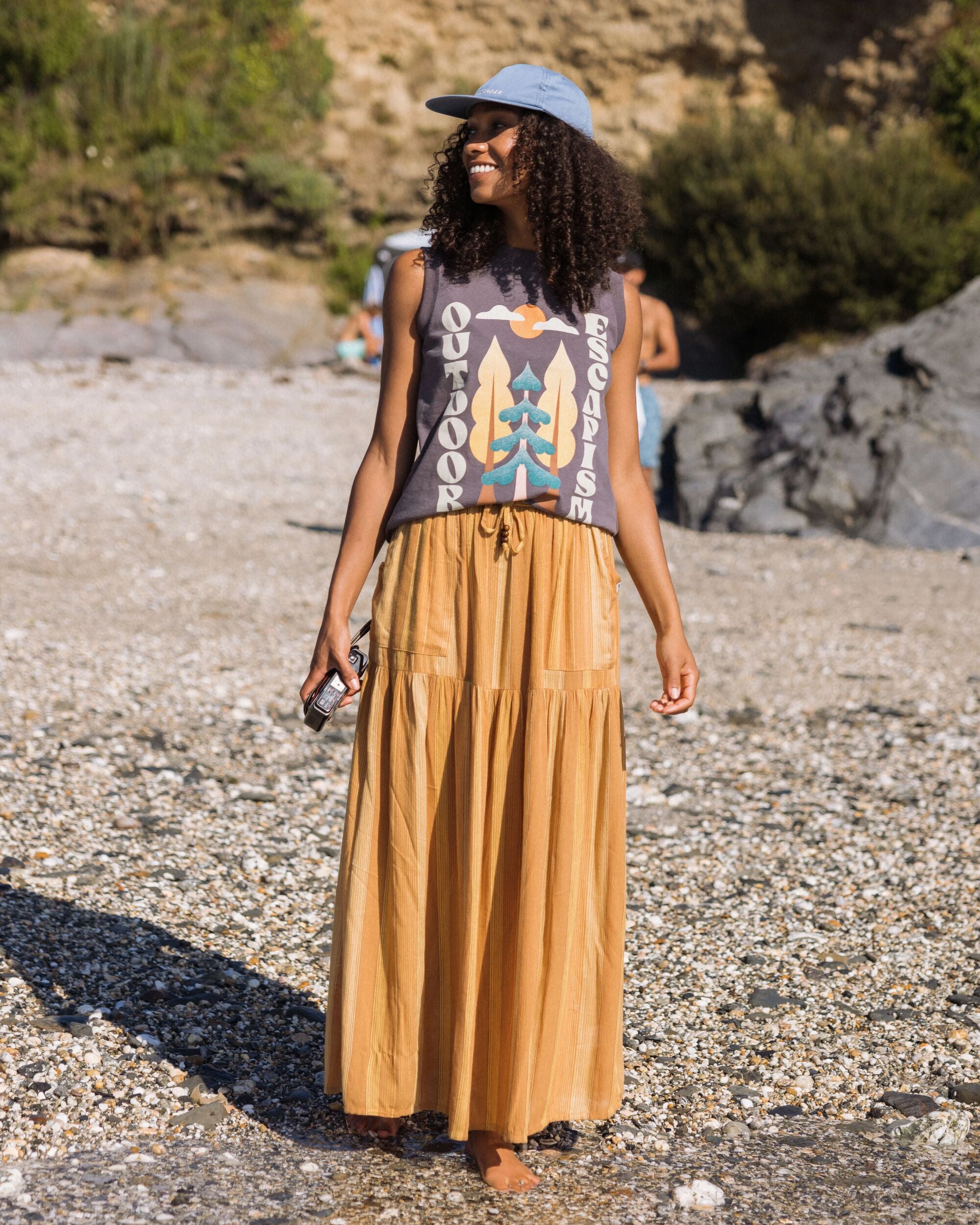 Zephyr Woven Maxi Skirt - Spruce Yellow Stripe - Lifestyle