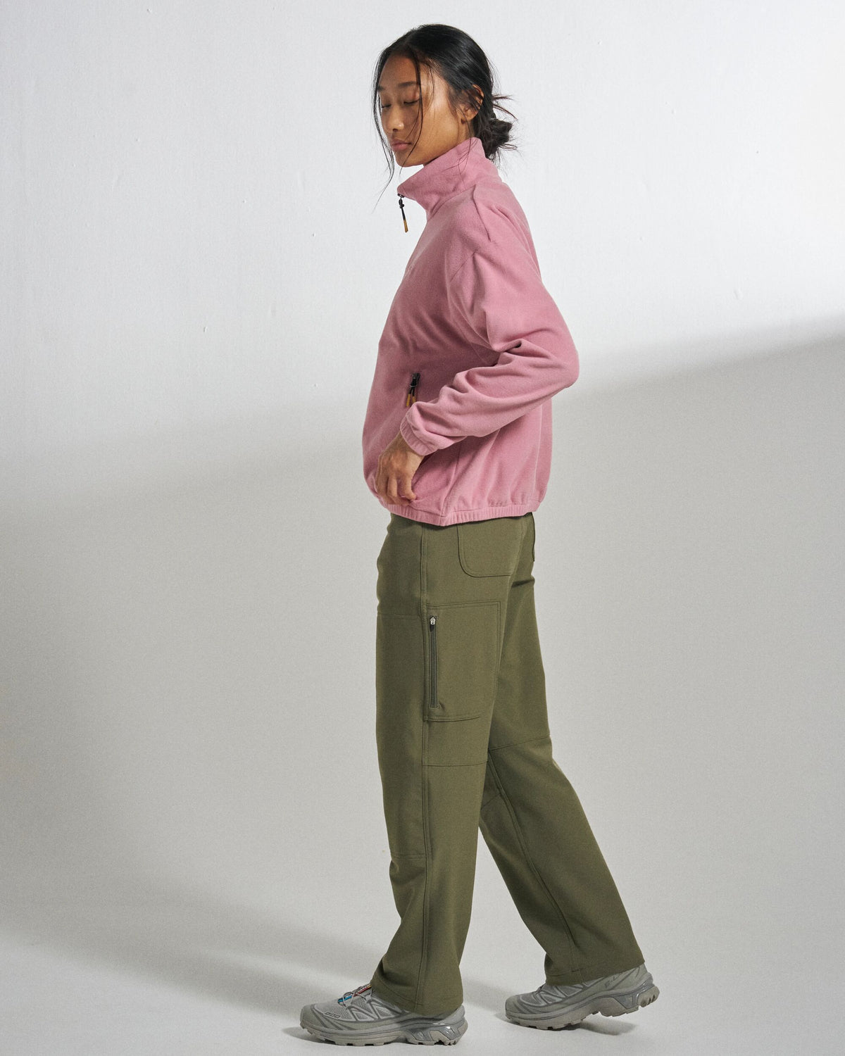 Ayla Micro Polartec® 1/4 Zip Fleece - Pink Haze - Studio Model