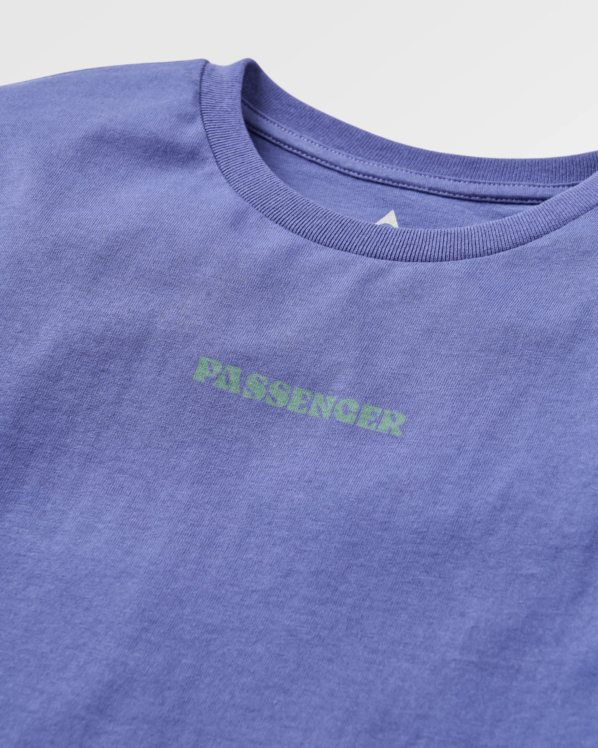 Tall Pines Men's Recycled Cotton T-shirt - Purple Indigo - Flatlay