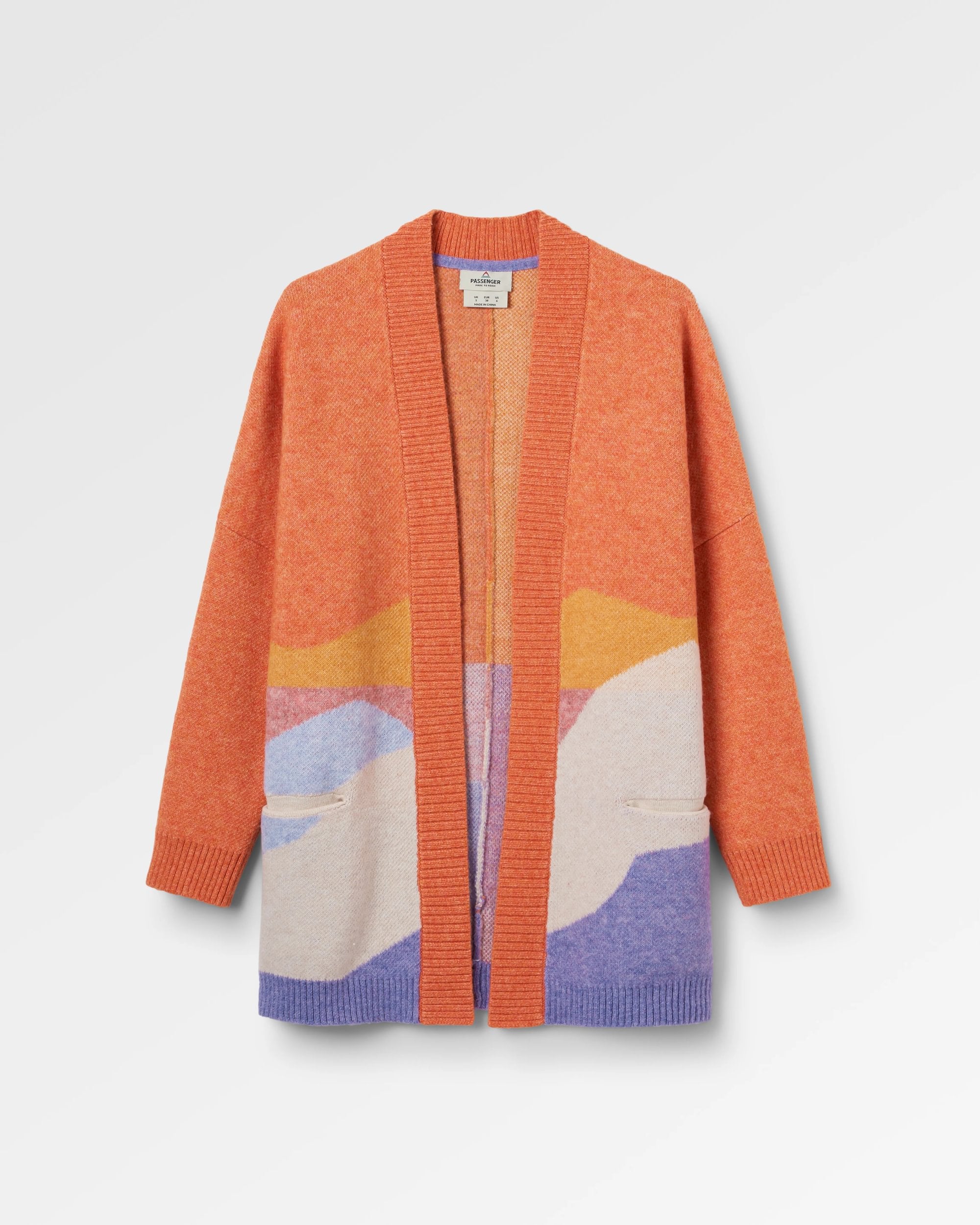 Scenic Recycled Long Knitted Cardigan - Scenic Sunrise Orange - Flatlay