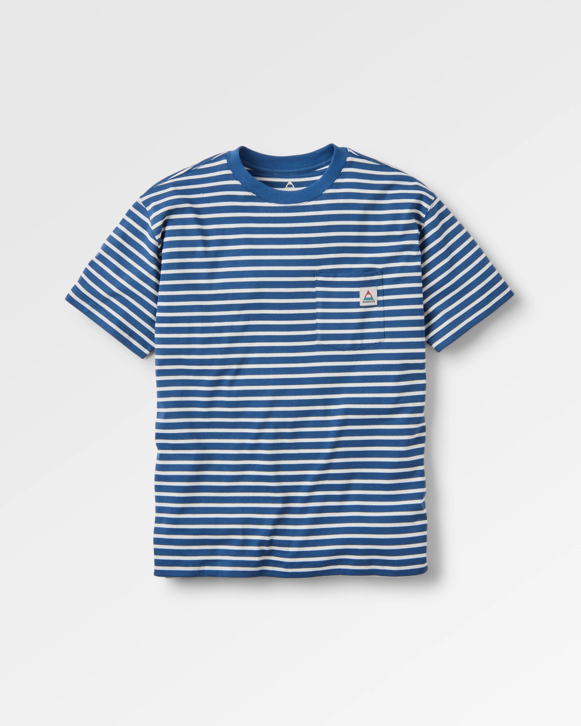 Zen Recycled Cotton Relaxed Fit T-Shirt - Dark Denim/ Birch Stripe - Flatlay