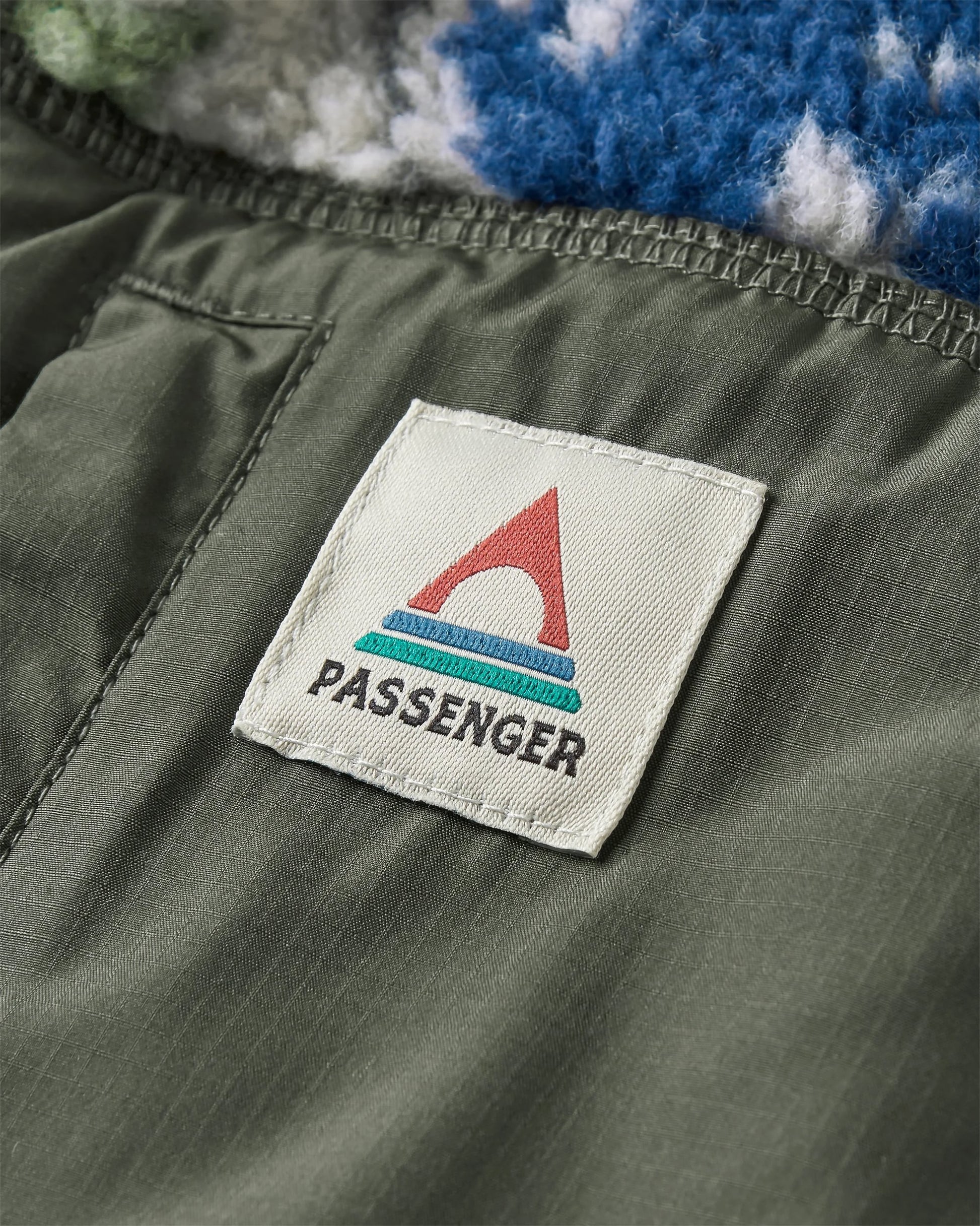 Offroad Recycled Sherpa 1/2 Zip Fleece - Abstract Strata Green - Flatlay