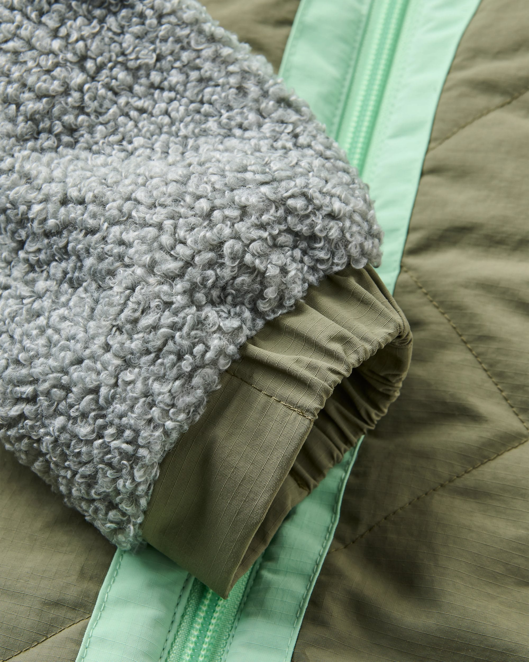 Lara Quilted Jacket - Grey Marl/Dusty Olive - Flatlay