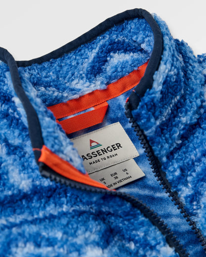 Ravi Recycled Sherpa Fleece - Tracks Electric Blue - Flatlay