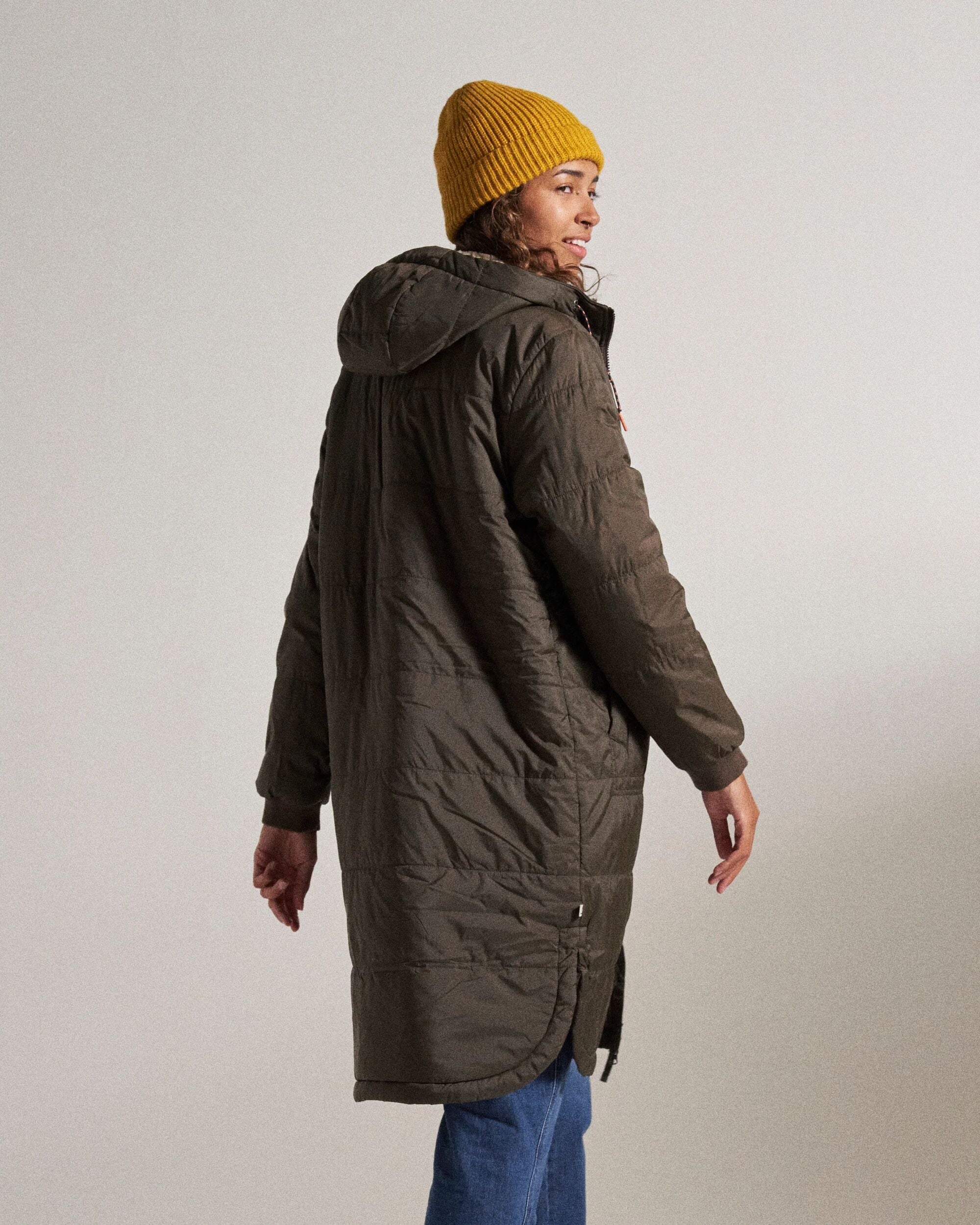 Flora Recycled Sherpa Lined Parka - Coffee - Studio Model