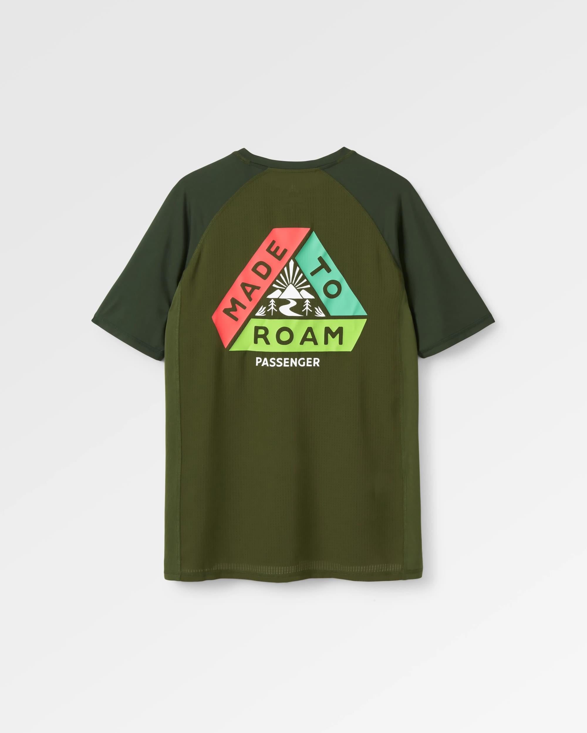 Dawn To Dusk Recycled Active T-shirt - Khaki - Flatlay