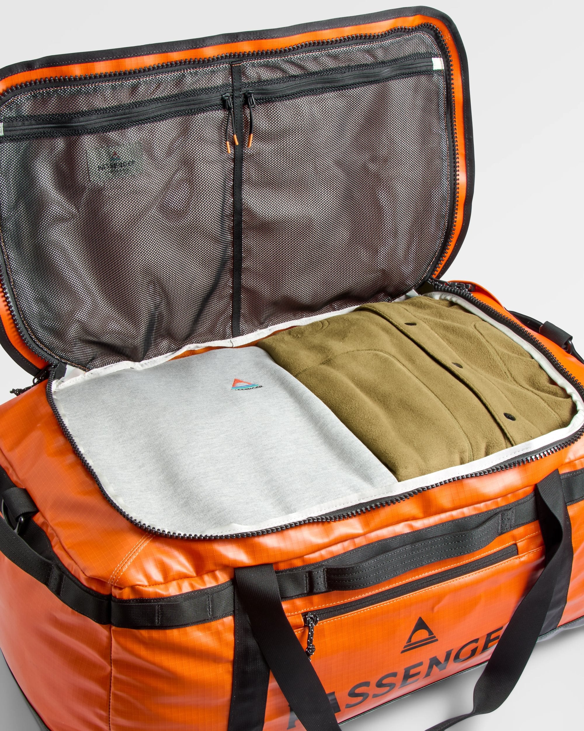 Roamer Recycled 80L Duffel Bag - Sunrise Orange - Flatlay