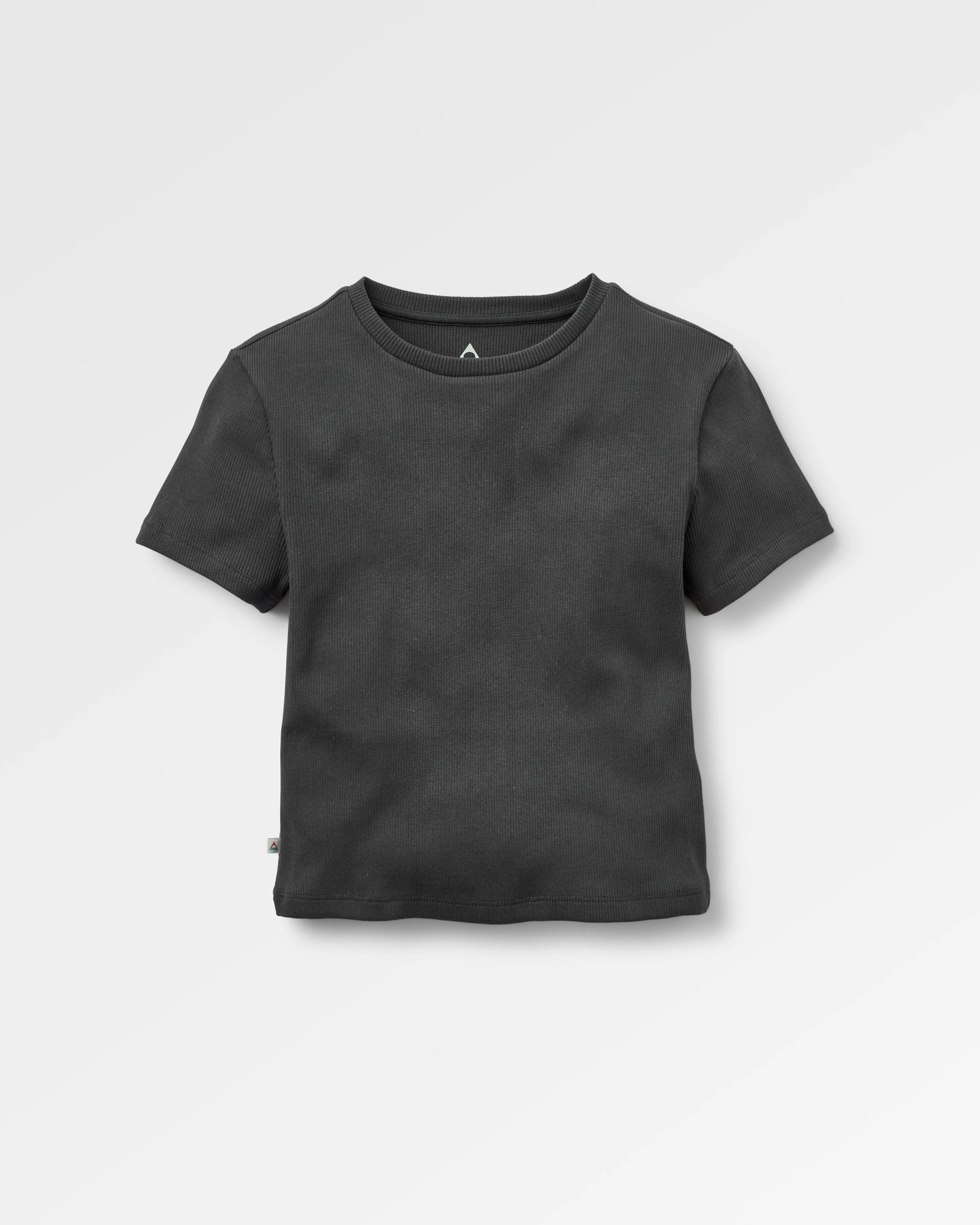 Out There Ribbed Cropped T-Shirt - Faded Black - Flatlay