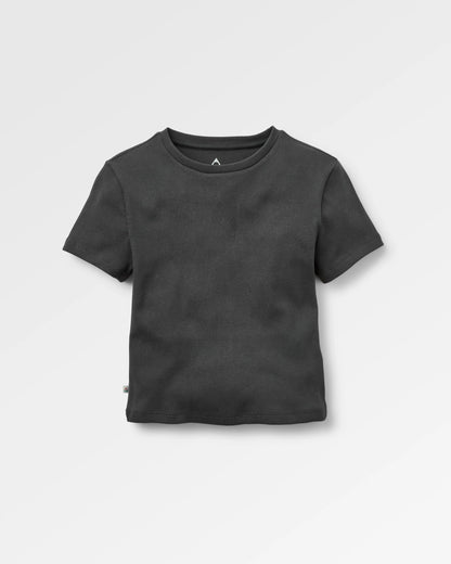 Out There Ribbed Cropped T-Shirt - Faded Black - Flatlay