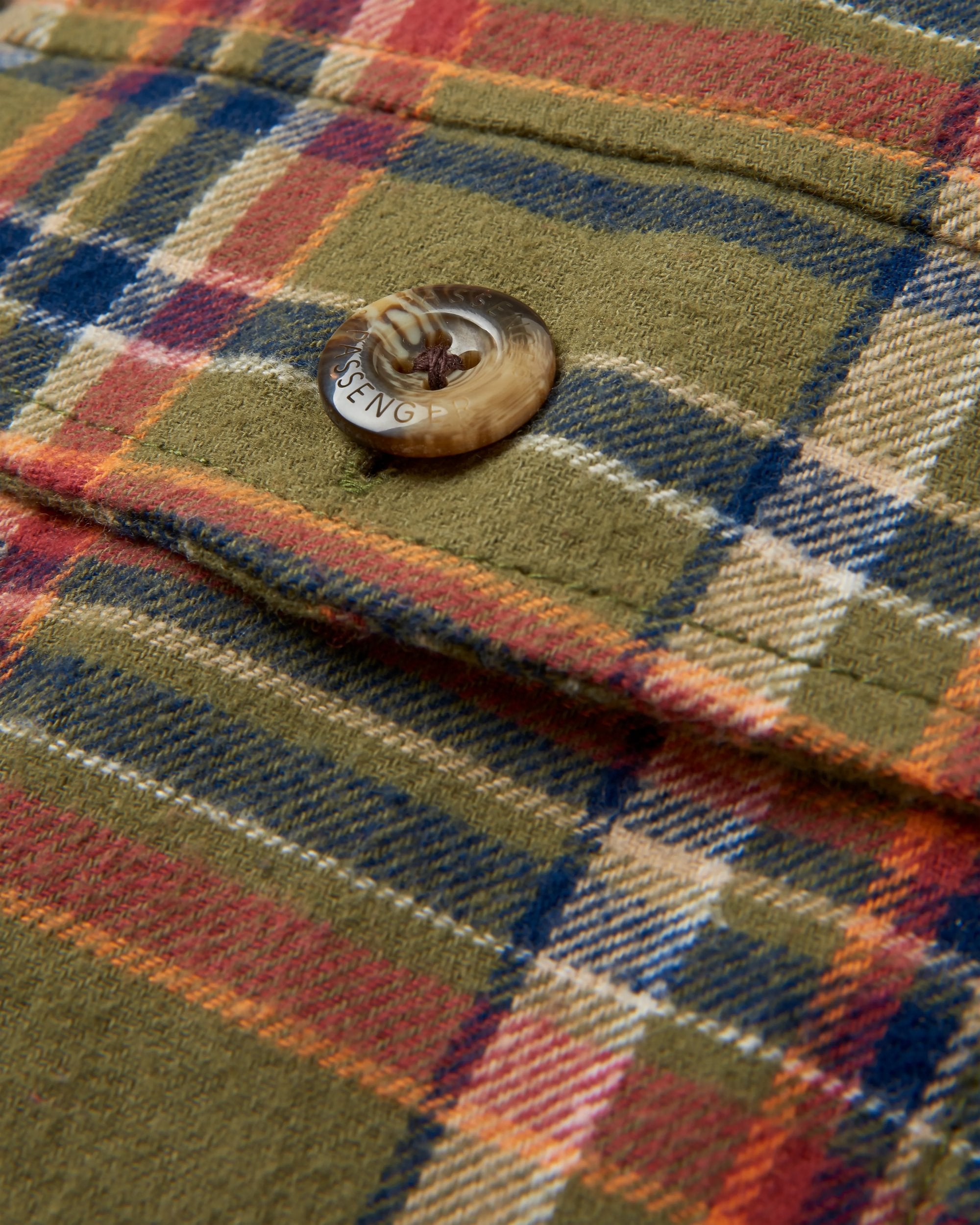 Stella Organic Cotton LS Shirt - Khaki Check - Flatlay