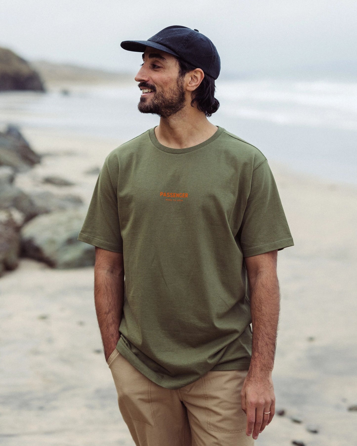 Passenger Recycled Cotton T-Shirt - Khaki - Lifestyle